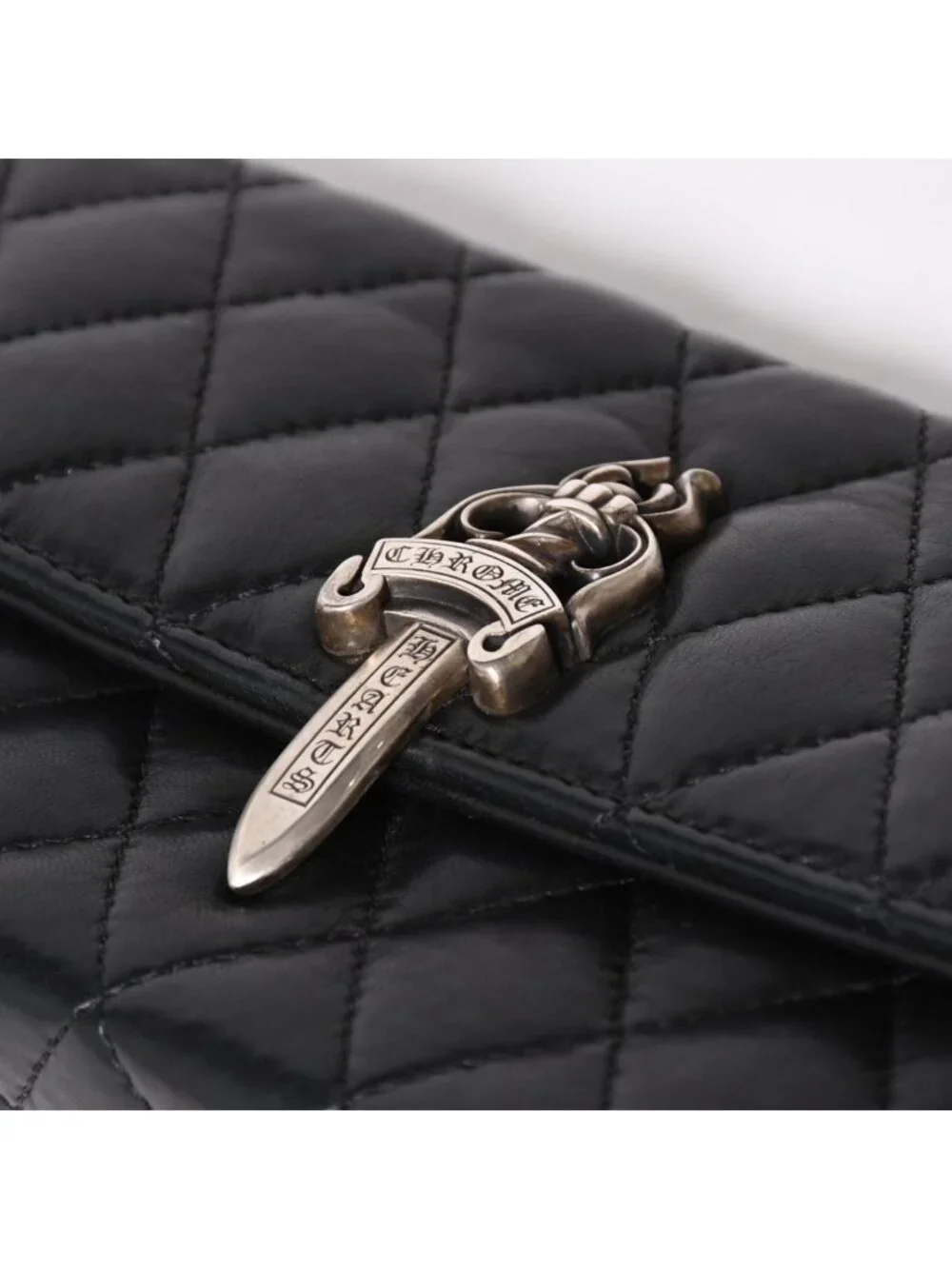 Chrome Hearts Dinner Clutch Large Dagger Matelasse Lambskin Black